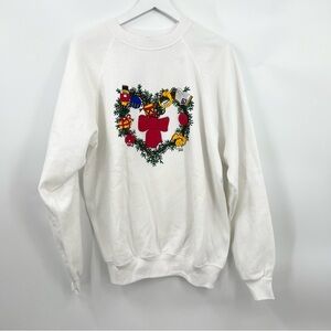 Vintage ‘89 Hanes Christmas Pullover Holiday Sweatshirt Xmas Characters White XL